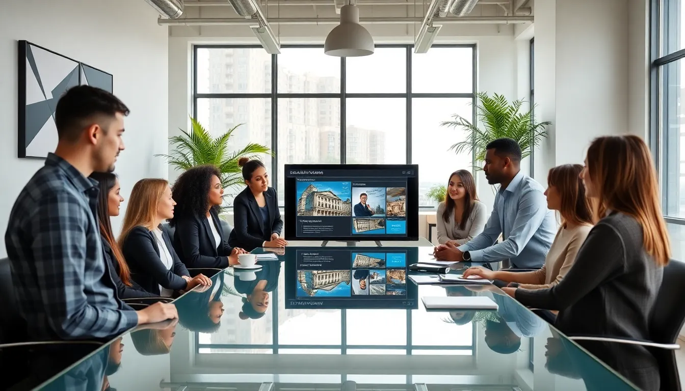 diverse professionals discussing E3A1T6W in a modern office setting.