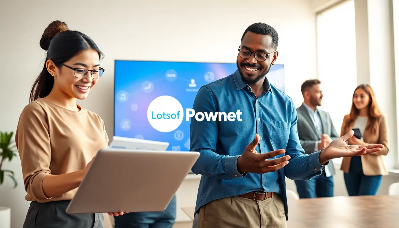 diverse team collaborating in a modern digital workspace.