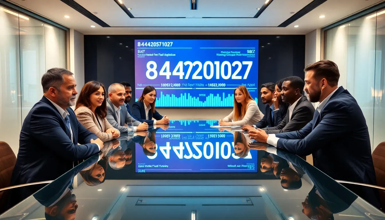diverse professionals discussing data in a modern office.