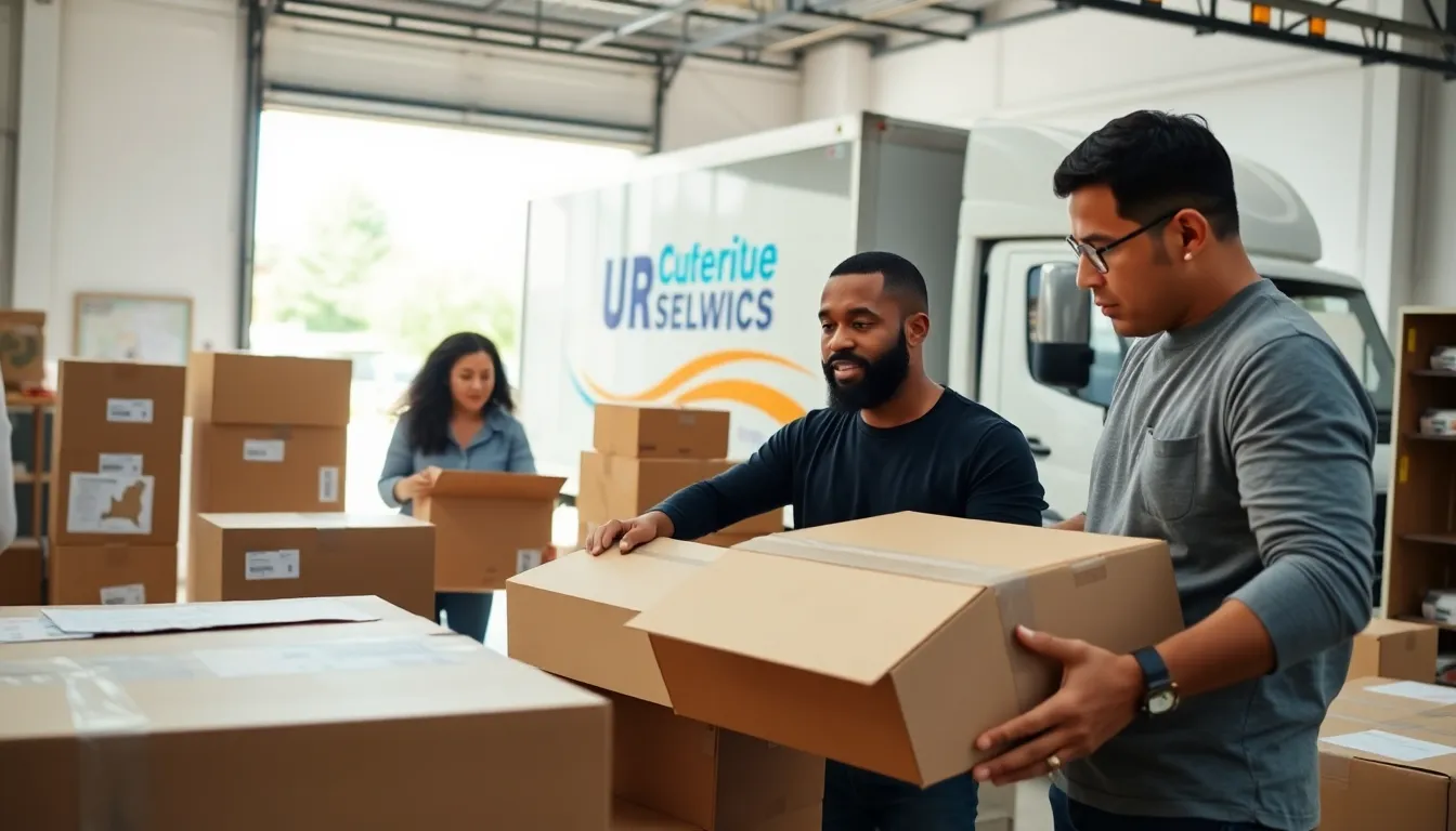 Diverse team of movers packing for a long-distance relocation.
