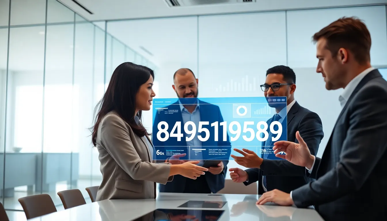 diverse professionals discussing data in a modern office.