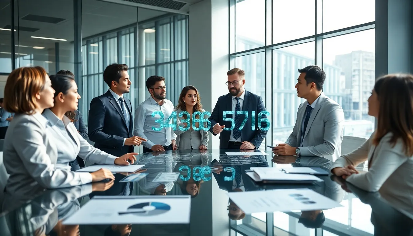 diverse team discussing data significance in a modern office.