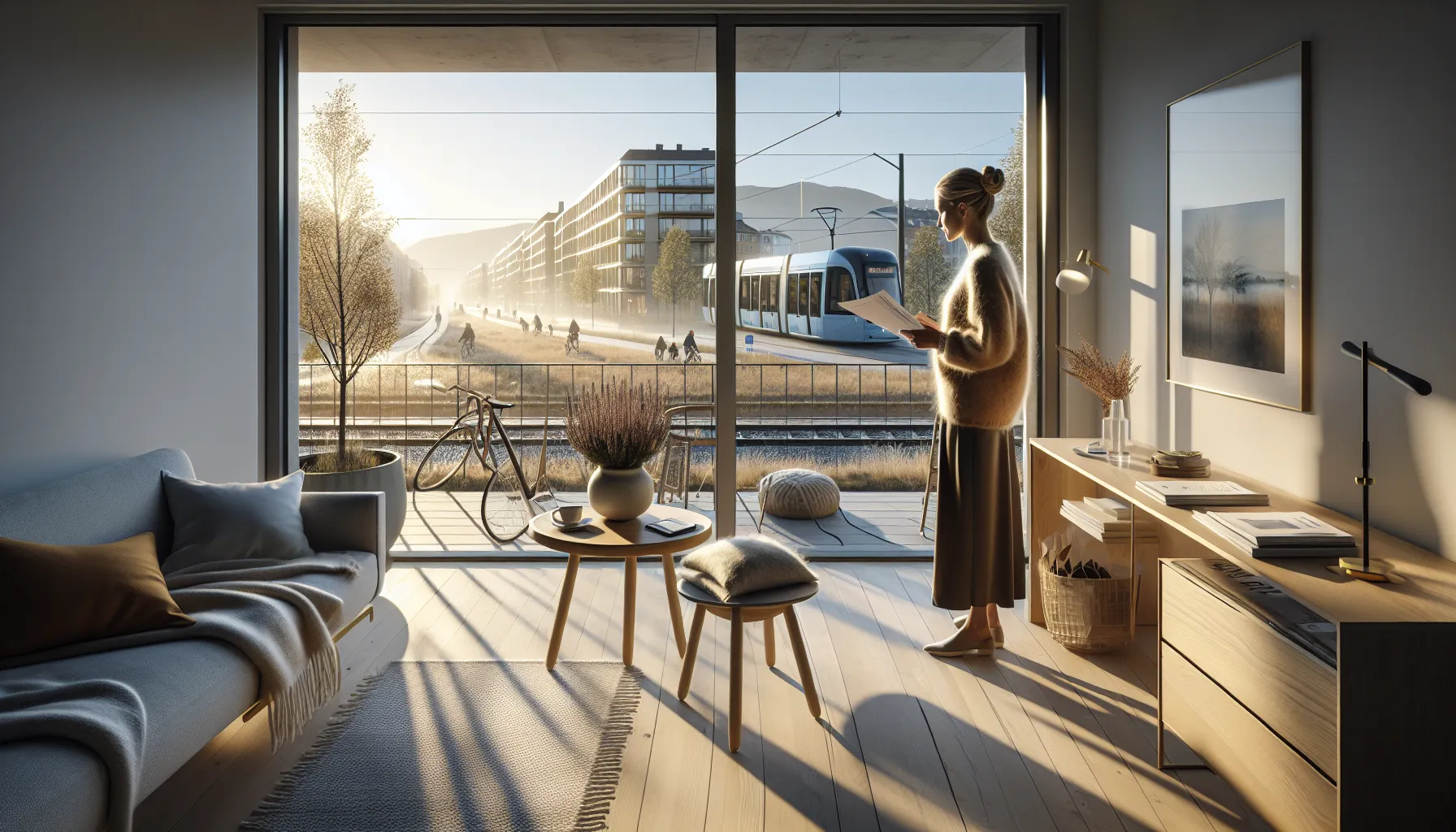 Sunlit oslo corner balcony showcased with cohesive real estate marketing materials.
