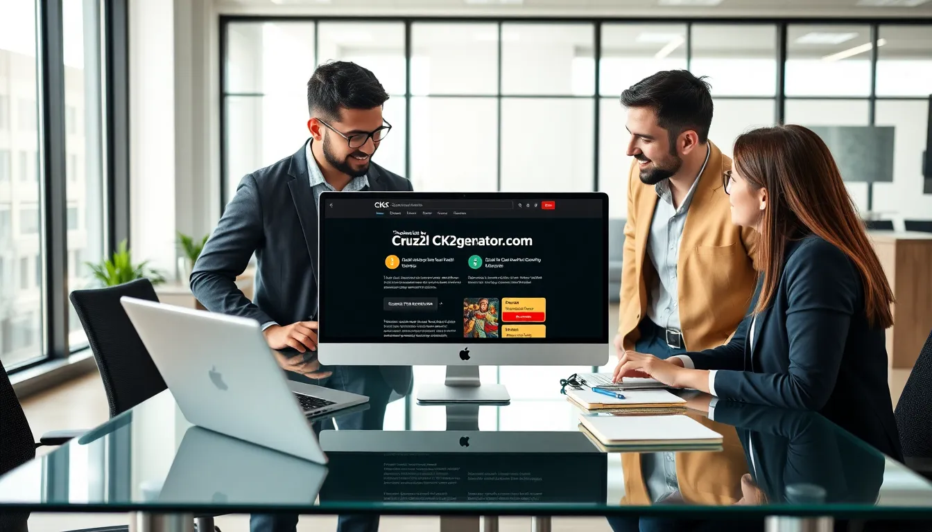 diverse team collaborating around a computer for game content creation.