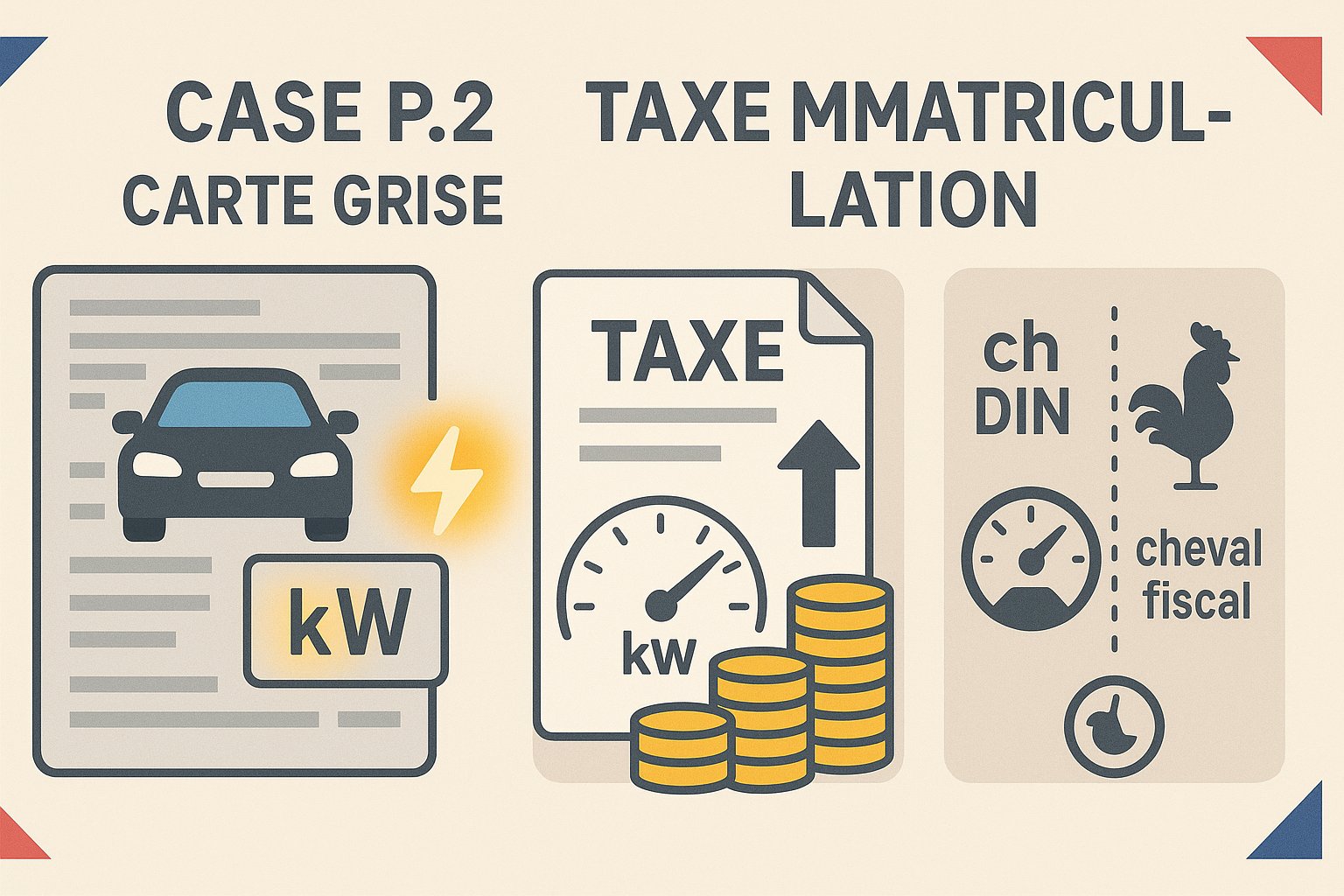 infographic showing three facts about case P2 on French car registration