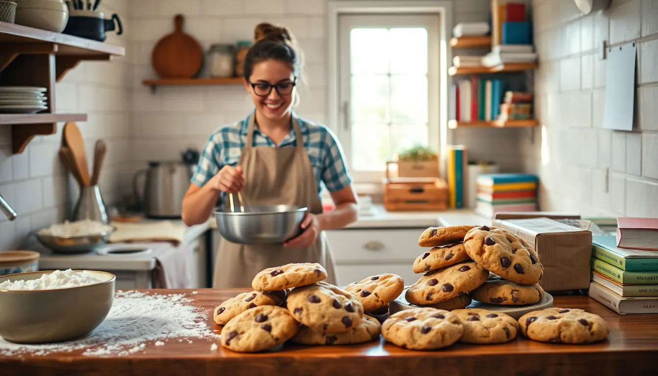baker creating cookies in a warm, inviting kitchen.