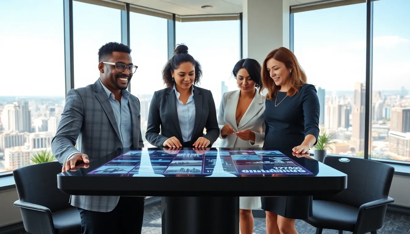 professionals collaborating in a modern office environment at HomeRocket Realty.