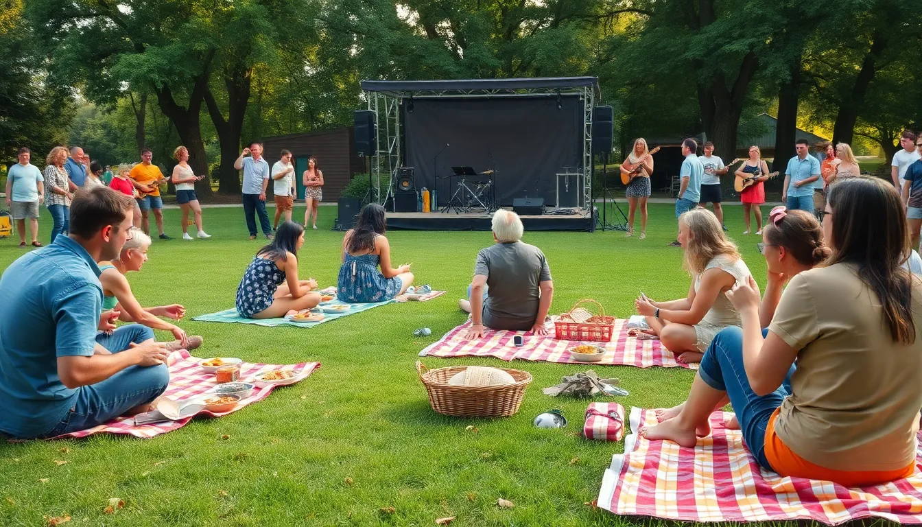 diverse people enjoying a budget-friendly outdoor community event.