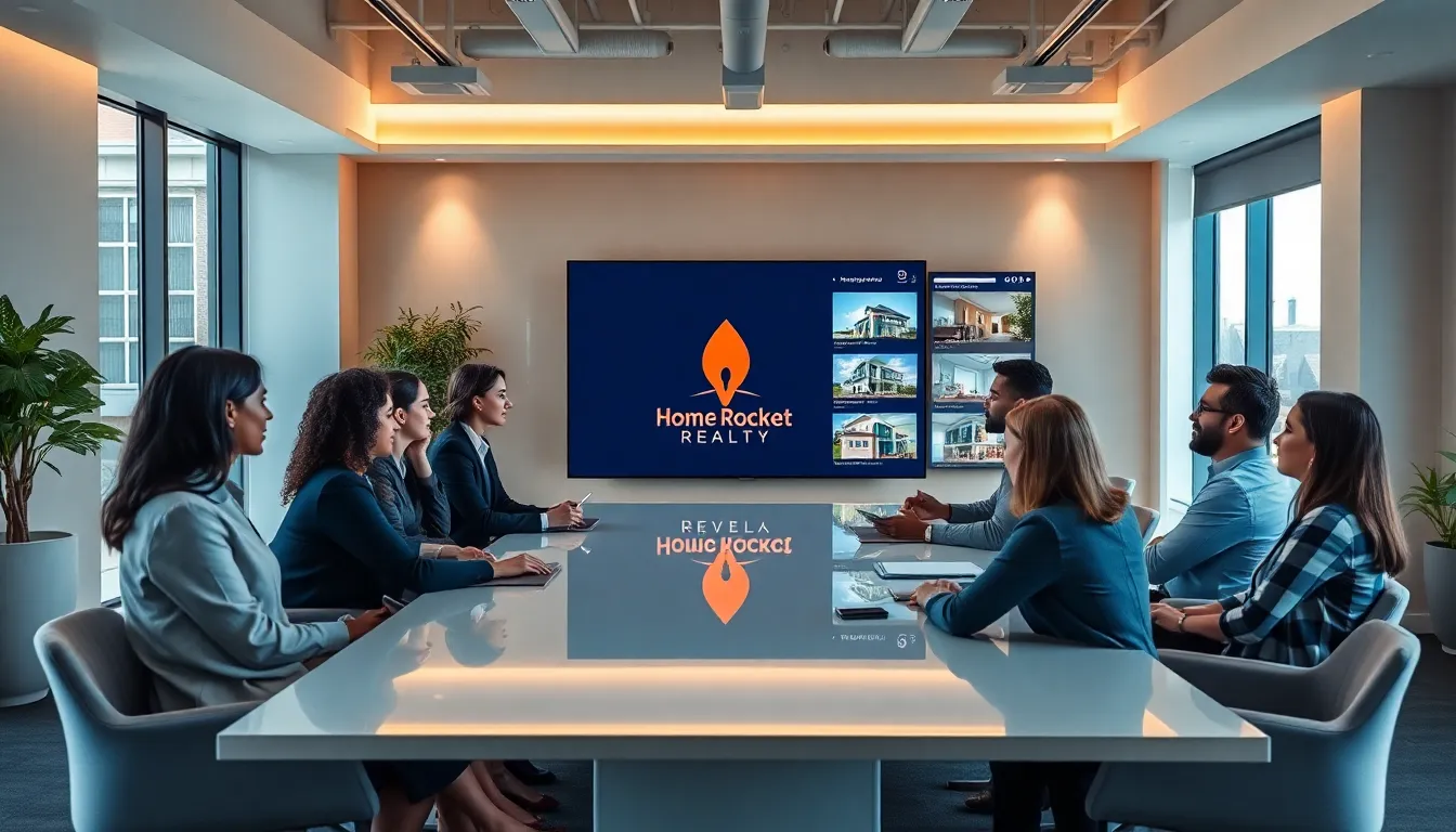 diverse real estate team collaborating in a modern office.