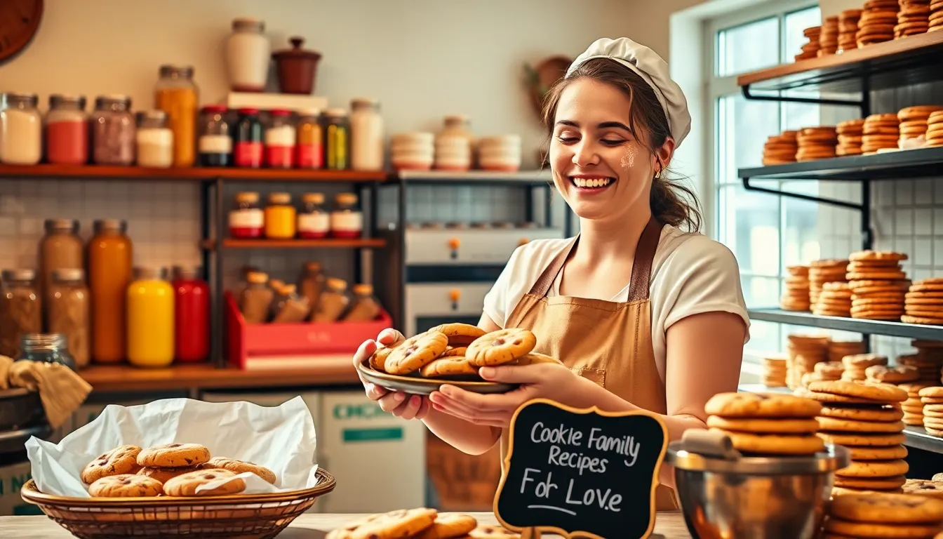 baker in a cozy bakery, making cookies with passion.