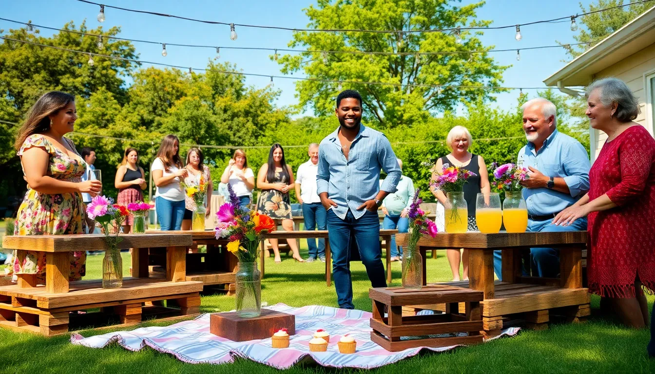 a joyful outdoor budget-friendly celebration with diverse guests.