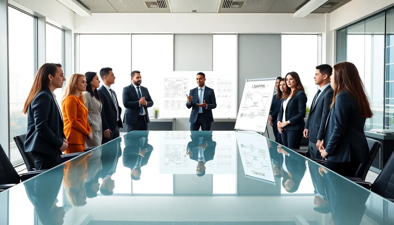 professionals discussing the concept of djkvfhn in a modern office.