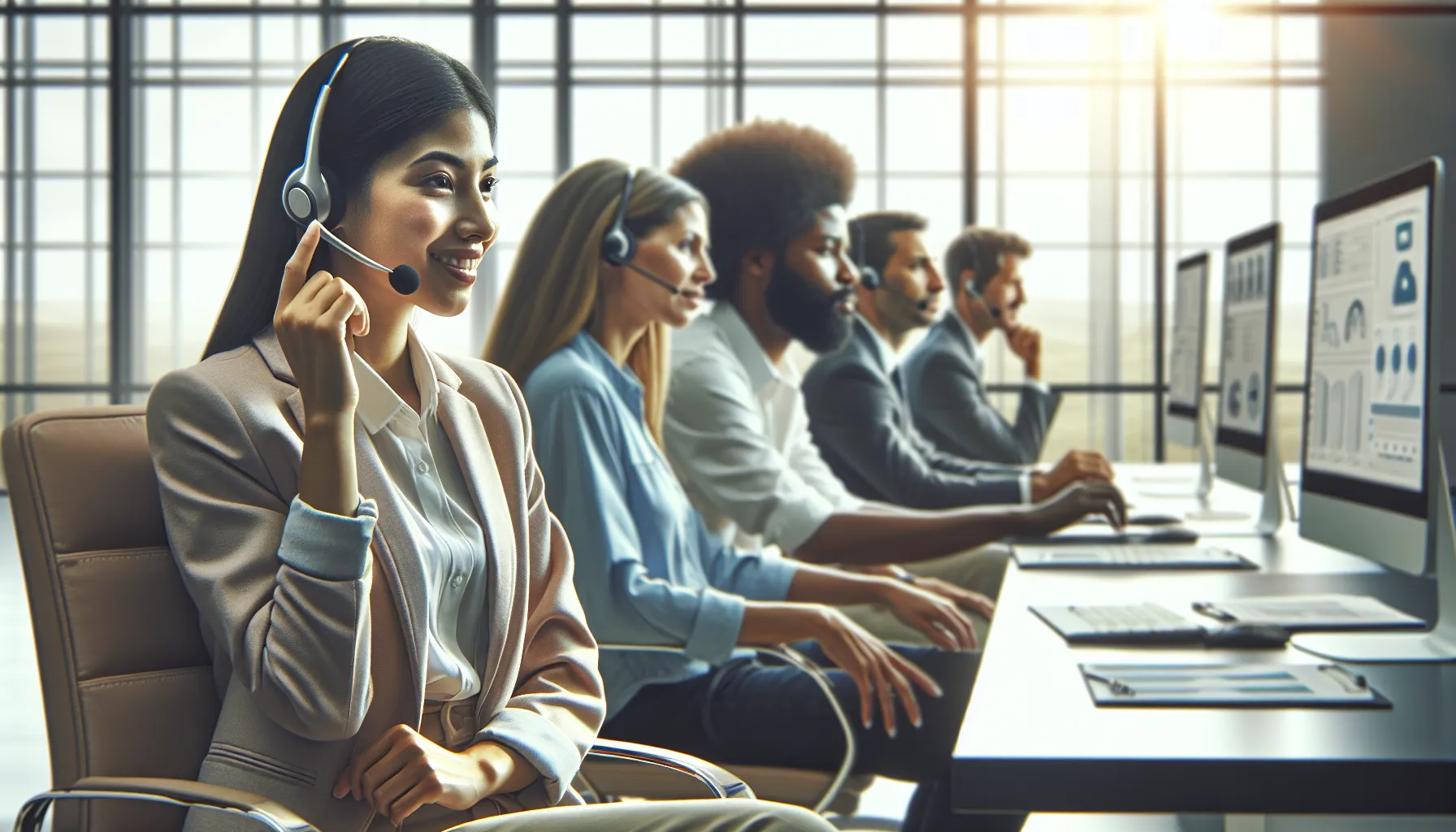 diverse professionals benefiting from a customer service helpline.