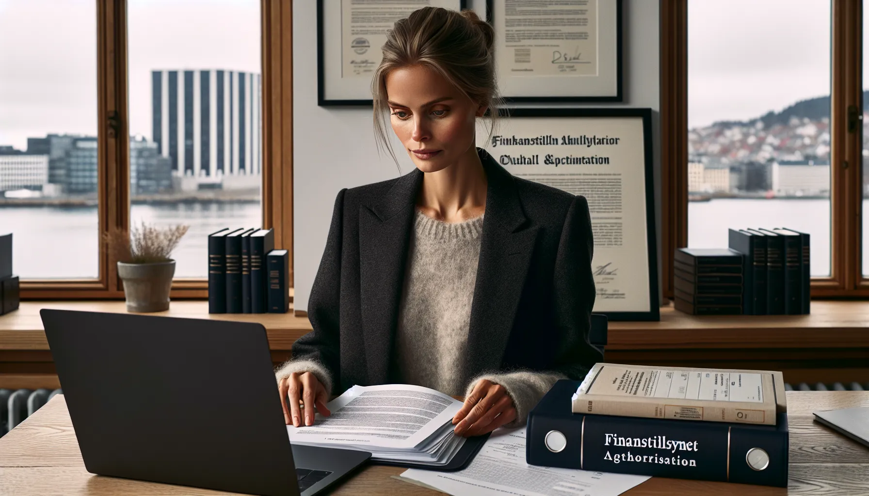 Norwegian applicant organizing documents and applying to finanstilsynet for authorization.