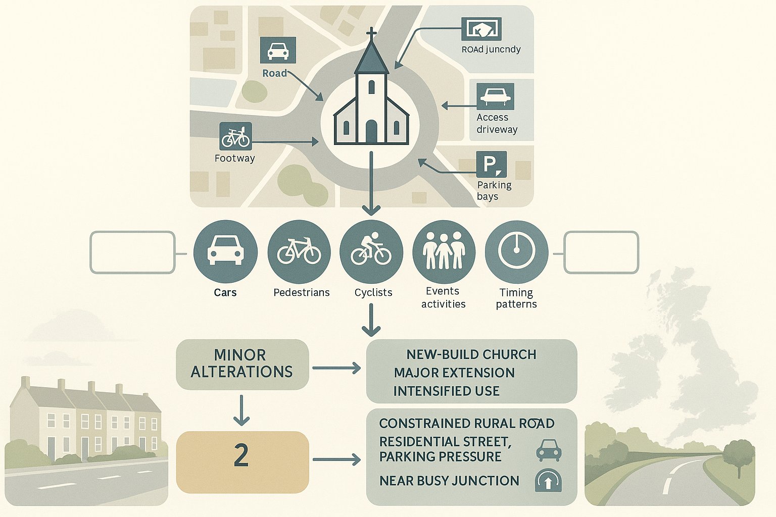 Infographic showing when a church transport assessment may be required.