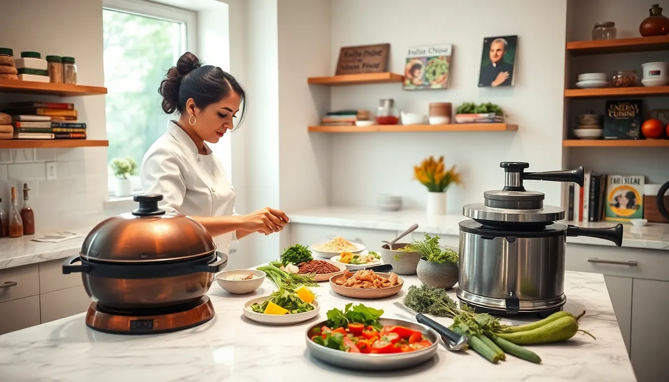 chef demonstrating Indian cooking techniques in a modern kitchen.