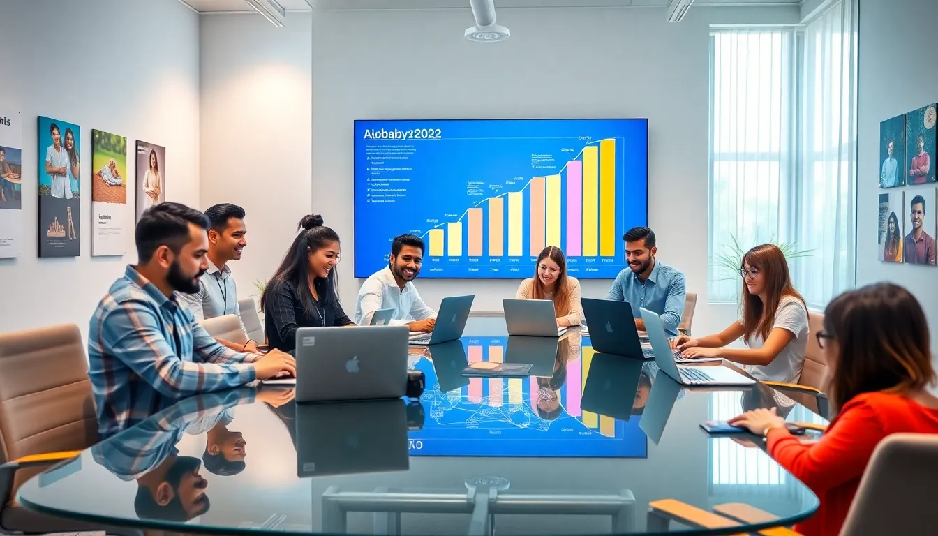 diverse team collaborating in a modern office setting, representing Alobabyy2002.