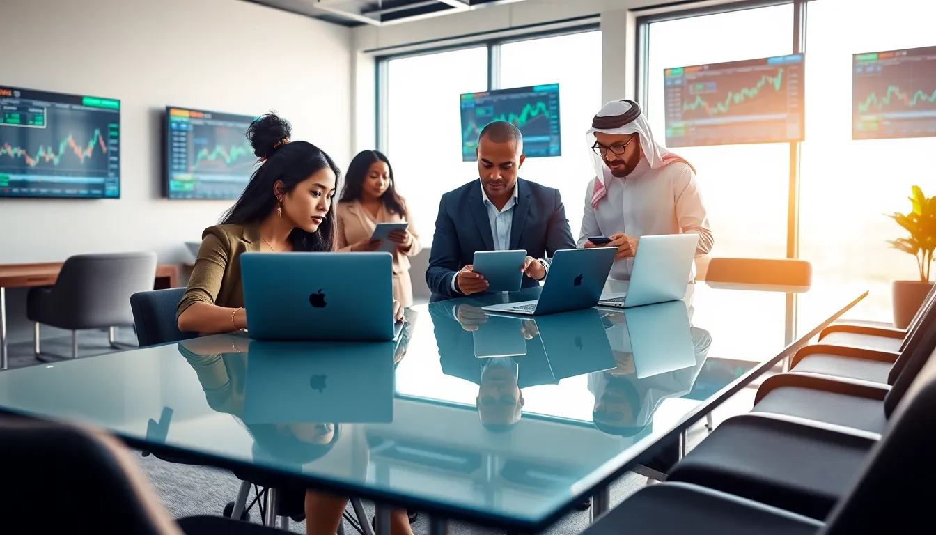 professionals trading on Bitclassic.org in a modern office setting.