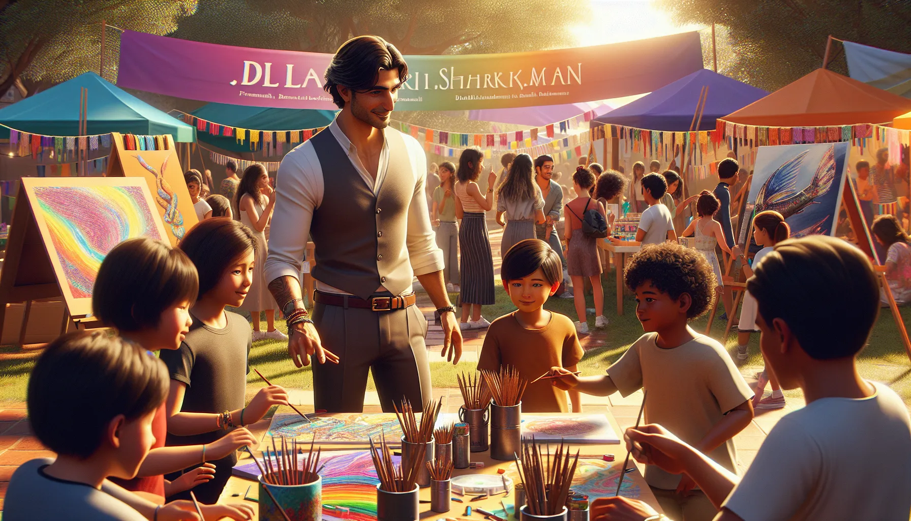 diverse community engaged in creative workshops outdoors.