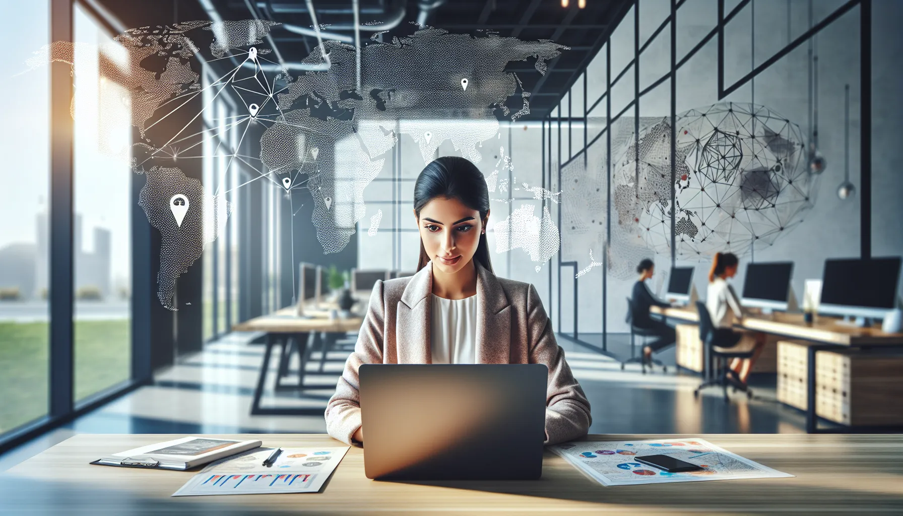 Professional using Onthisveryspot.com in a modern office.
