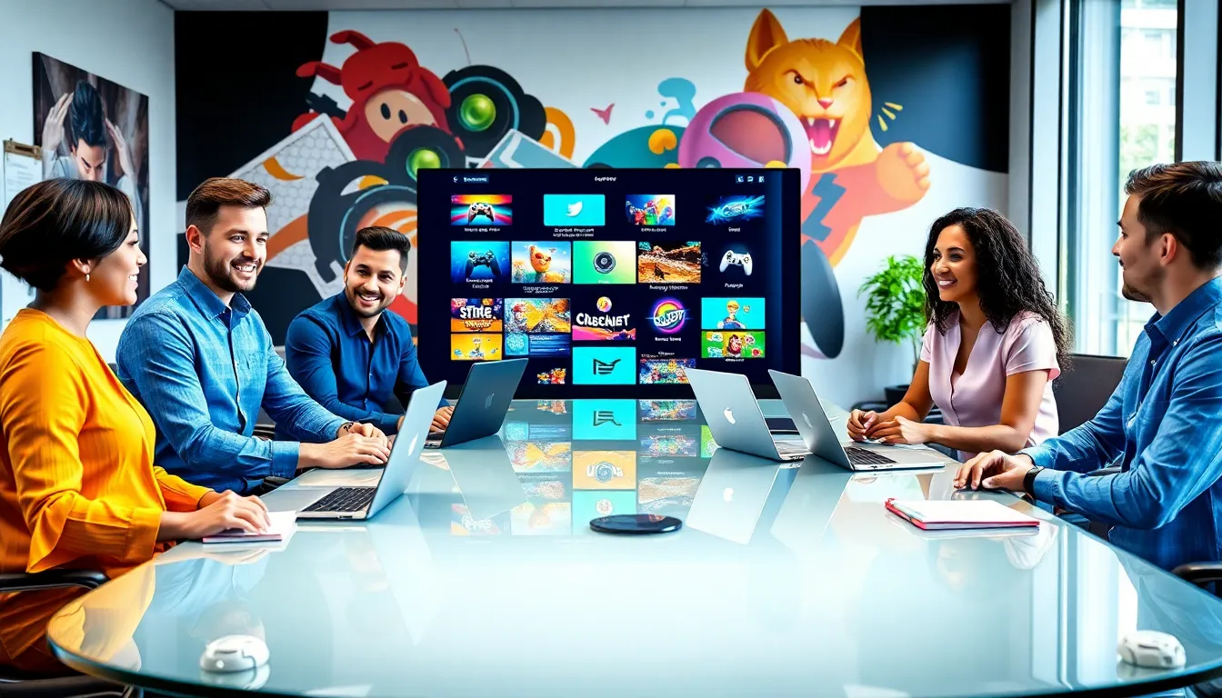 diverse team collaborating in a modern office.