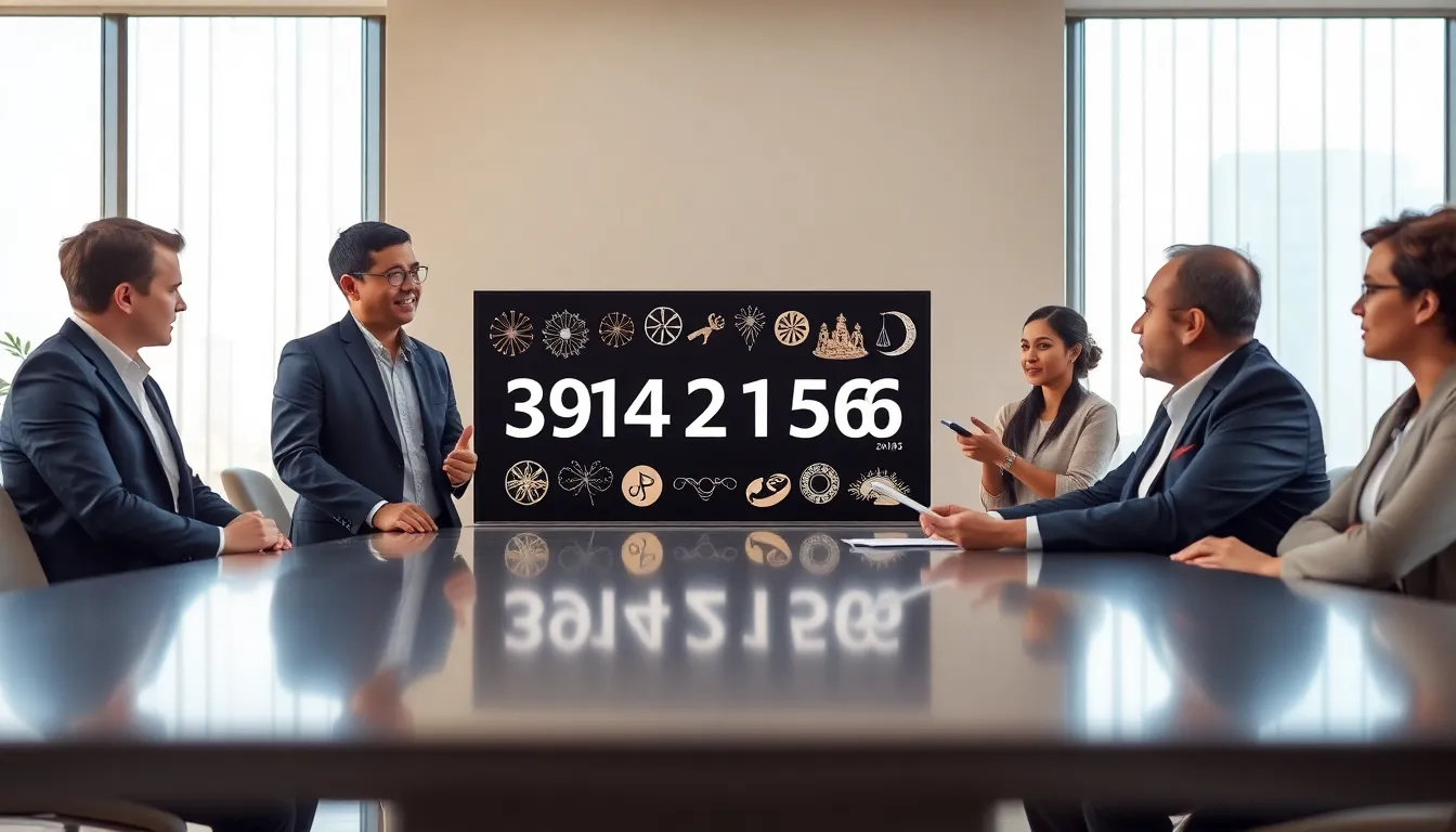 diverse professionals discussing the significance of numbers in a modern office.