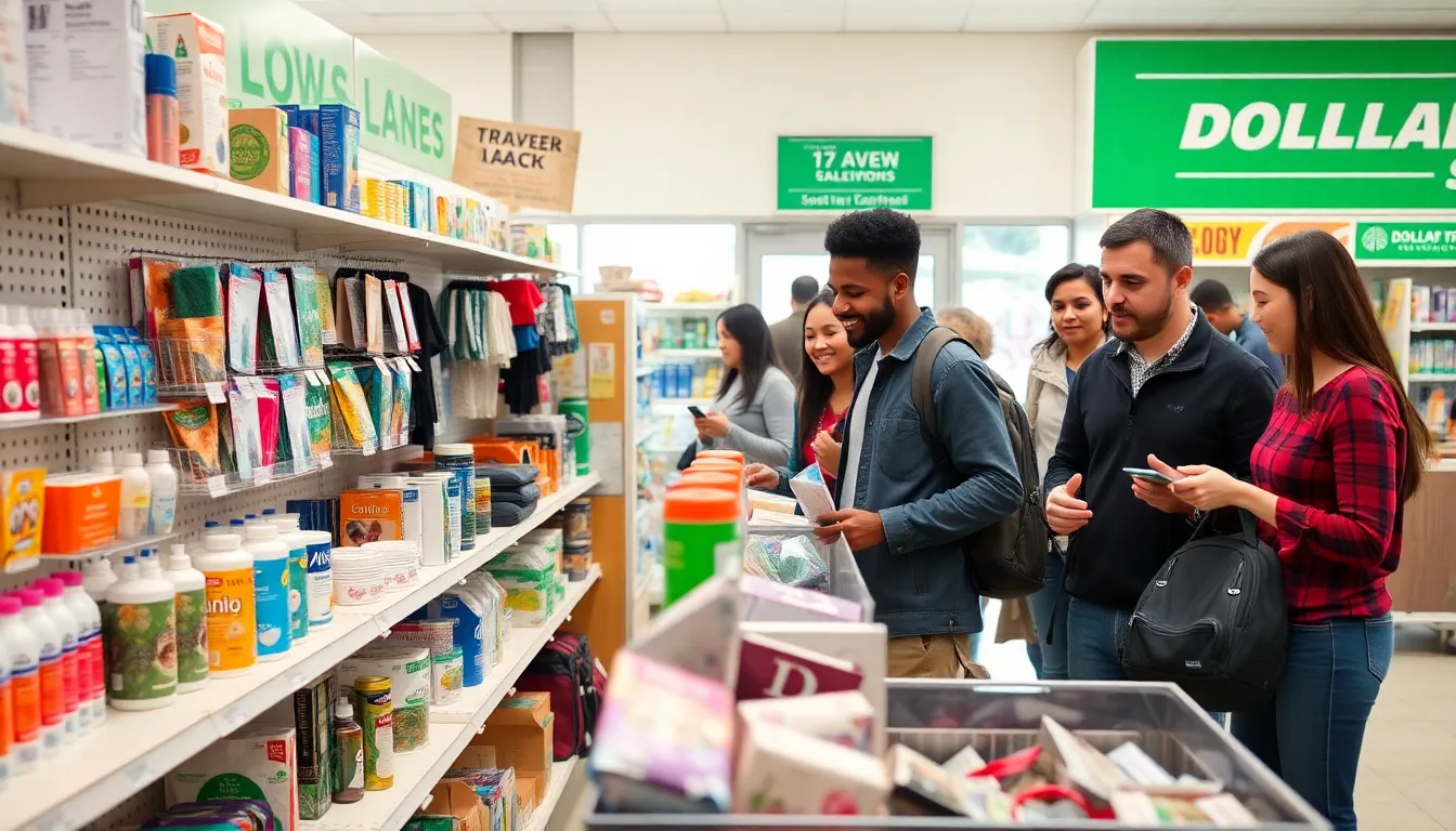 travel essentials displayed in a Dollar Tree store.