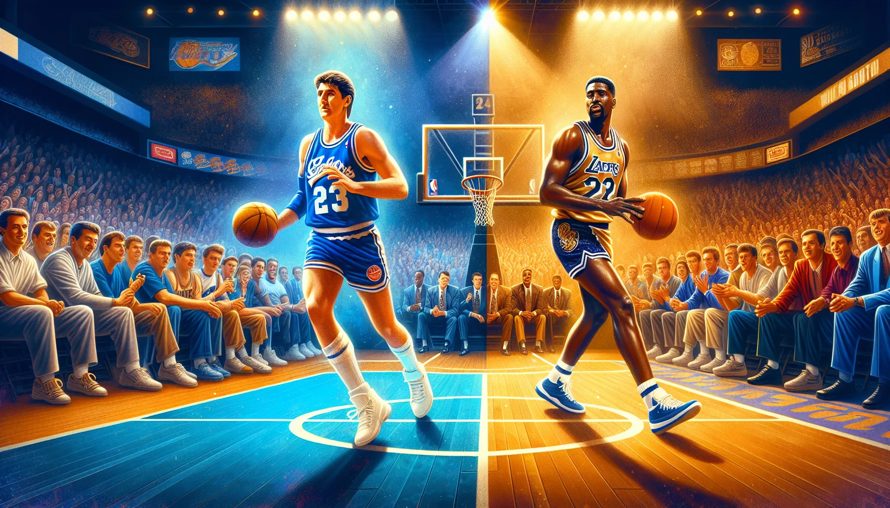 Penny Hardaway and Tim Hardaway playing basketball in iconic 90s jerseys.