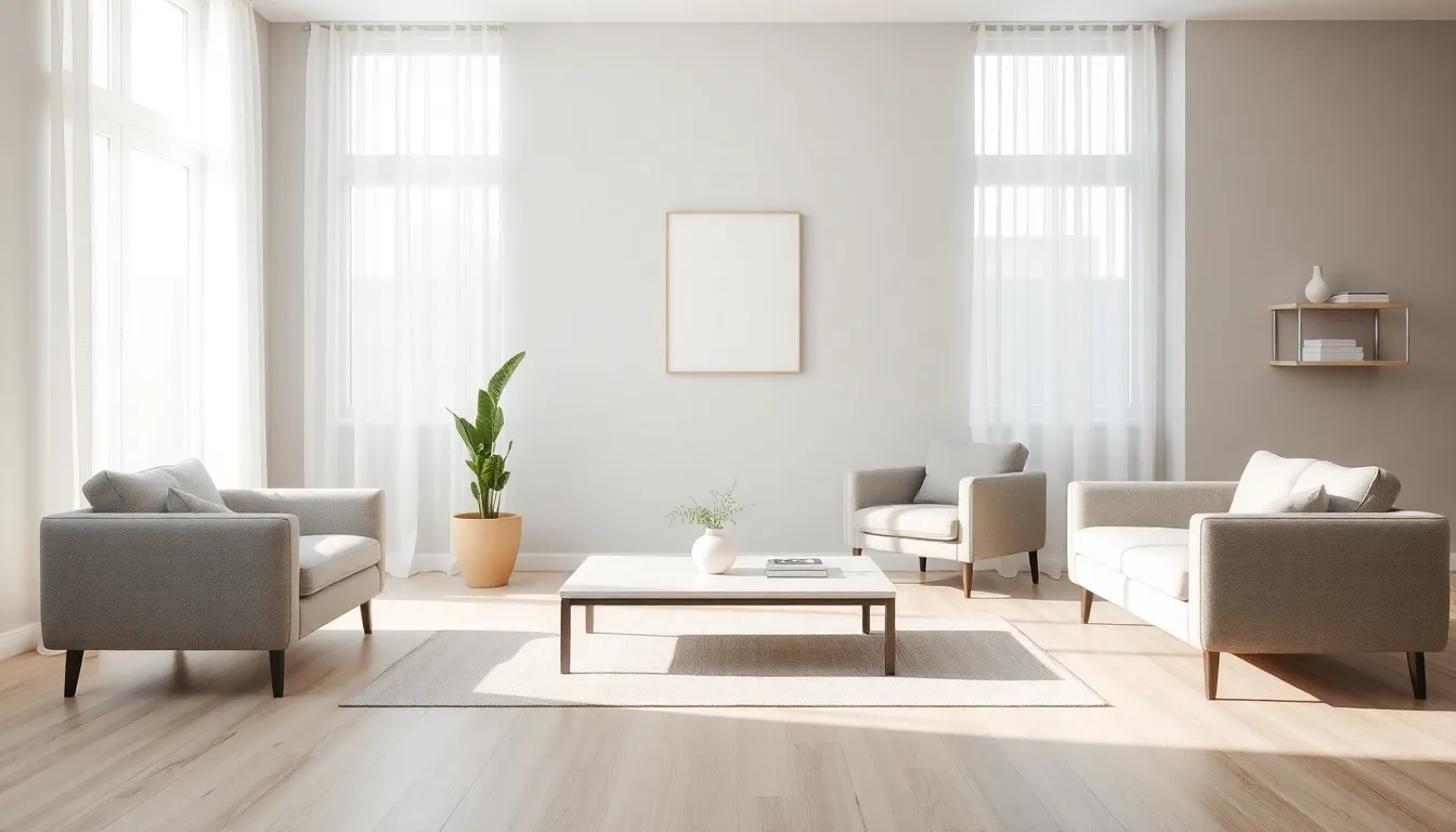 minimalist living room setup without a sofa.