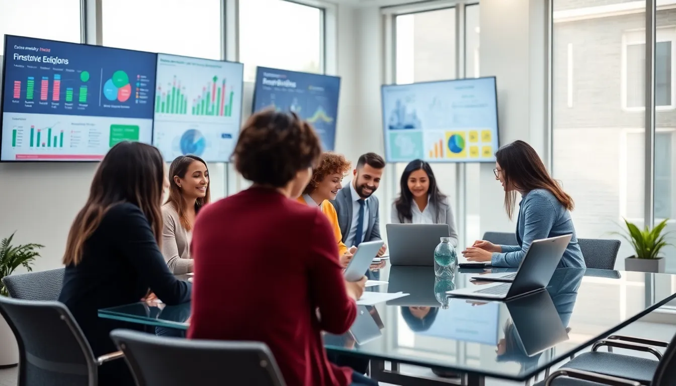 diverse team discussing energy solutions in a modern office.