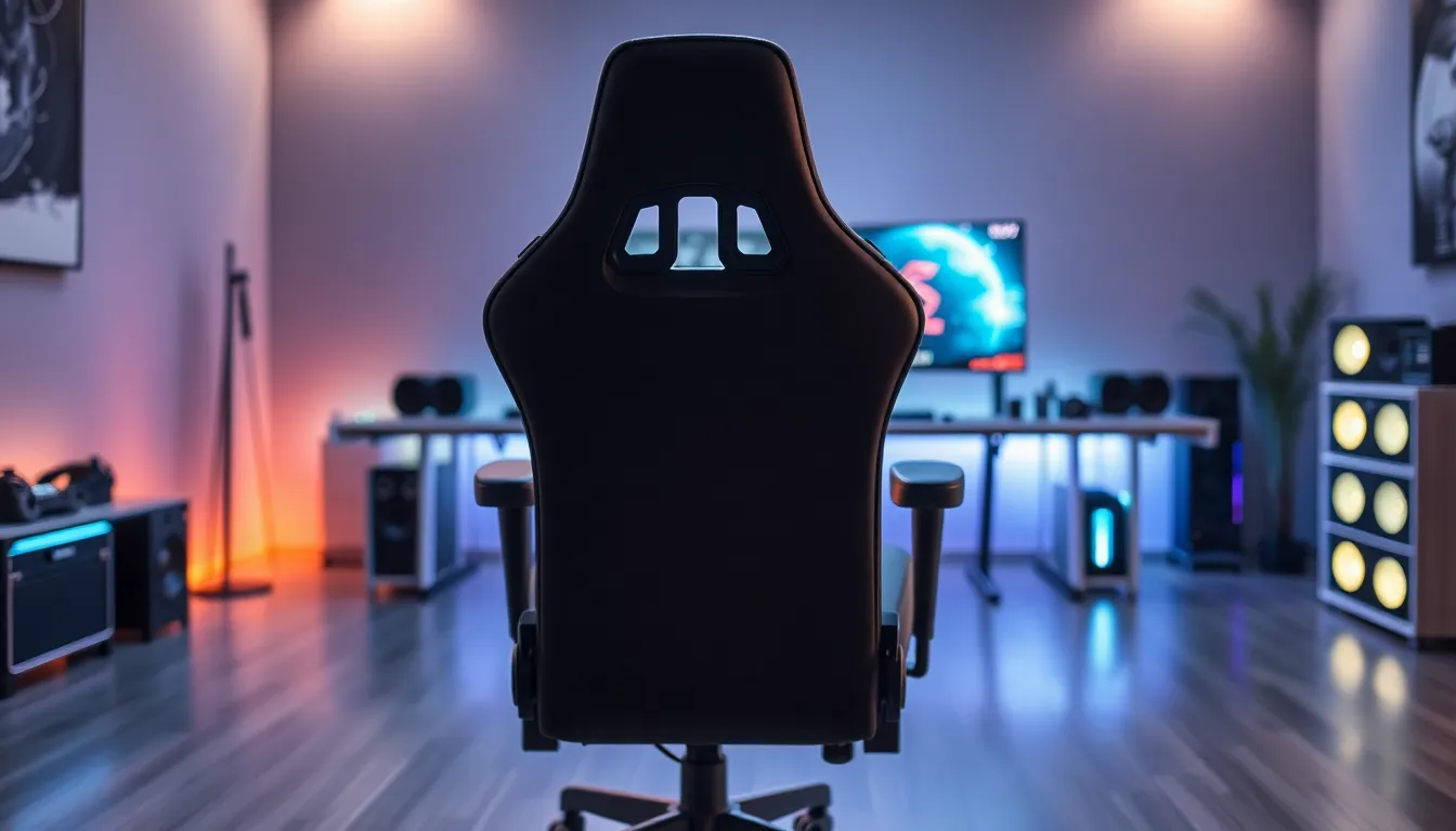 a modern cloud gaming chair in a stylish gaming room.