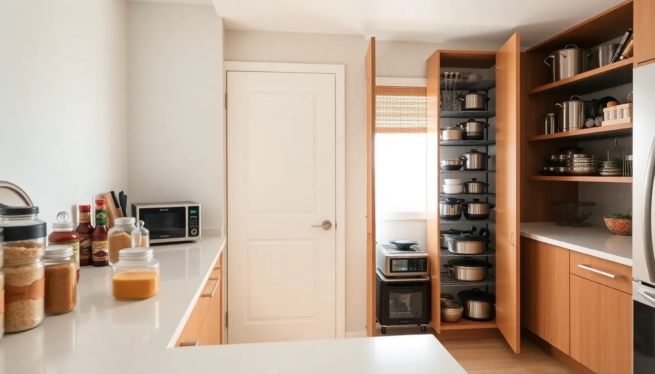 organized kitchen showcasing DIY storage solutions.
