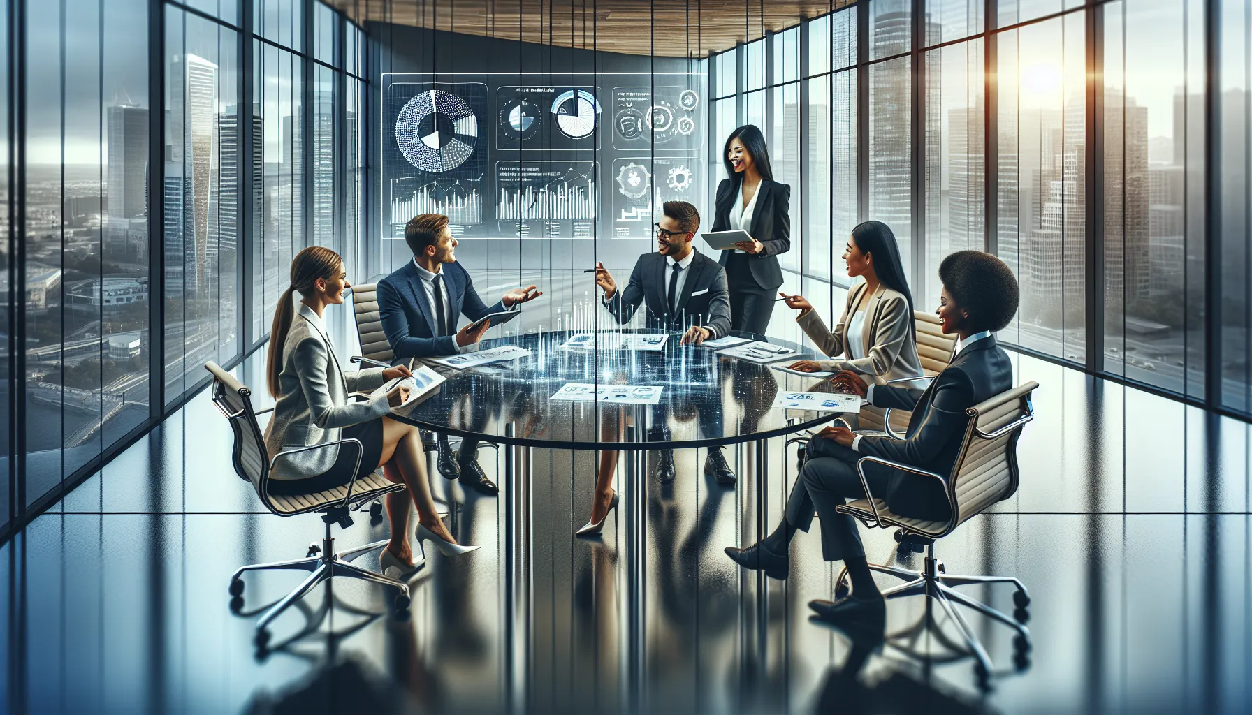 diverse team collaborating in a modern office setting.