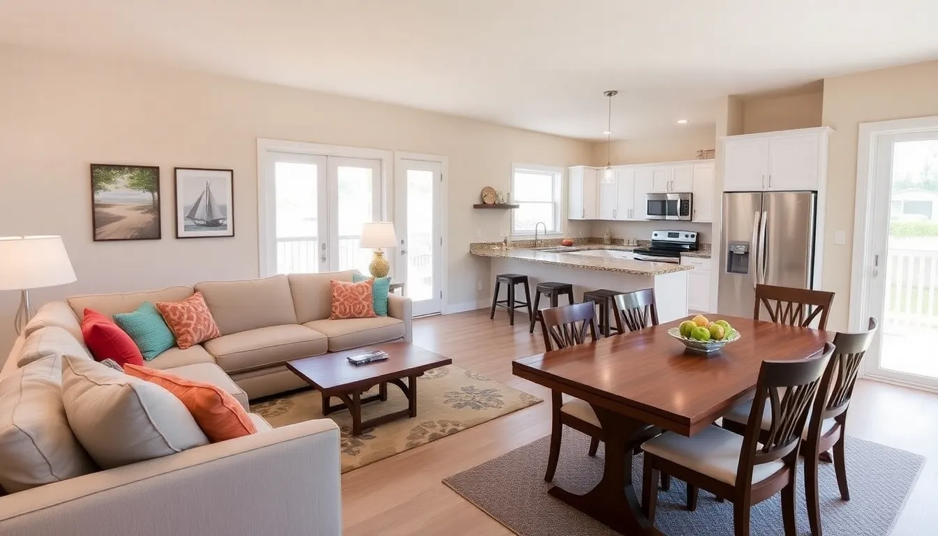 inviting vacation rental living room with modern decor.