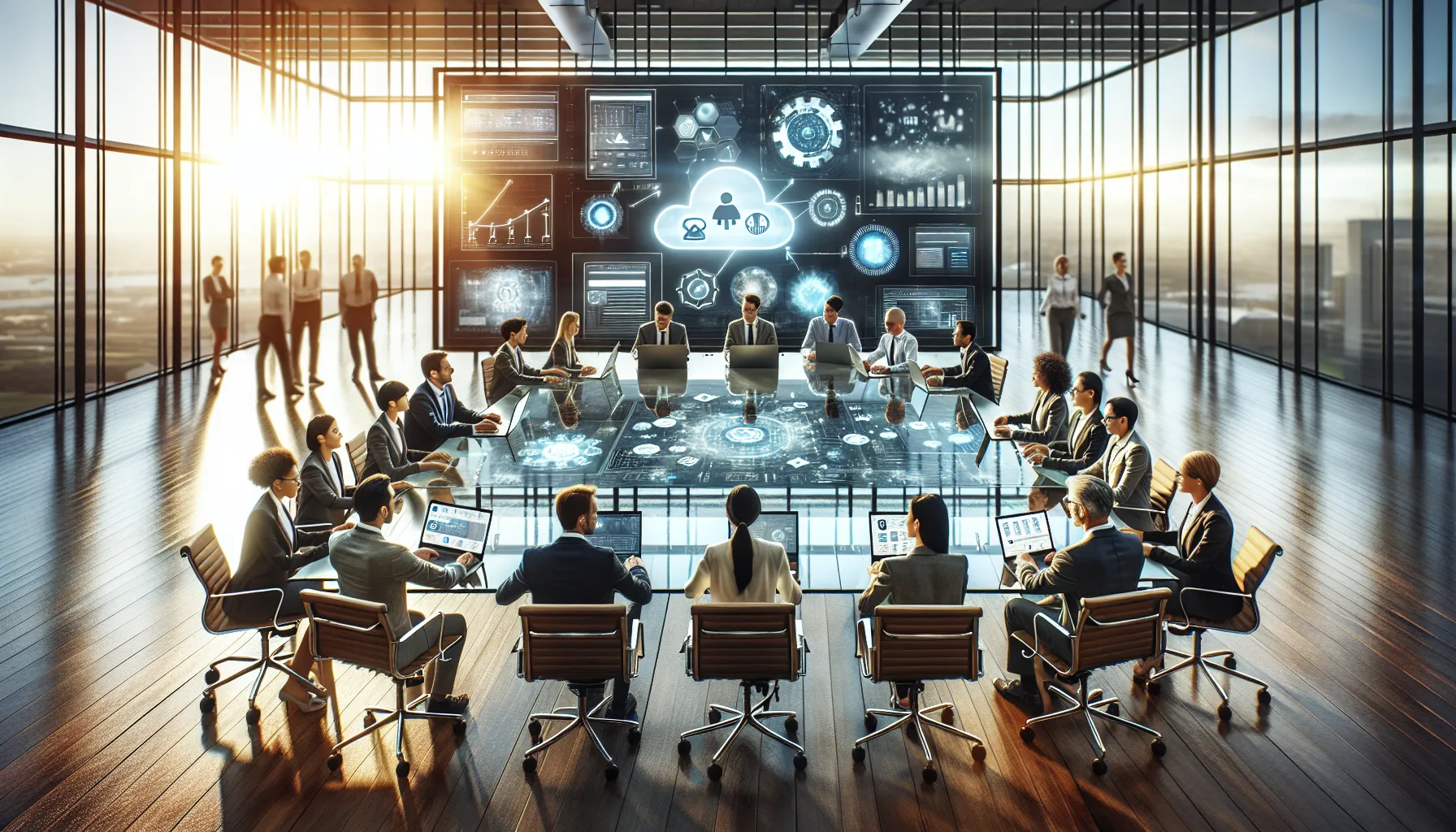 diverse team collaborating on technology projects in a modern office.