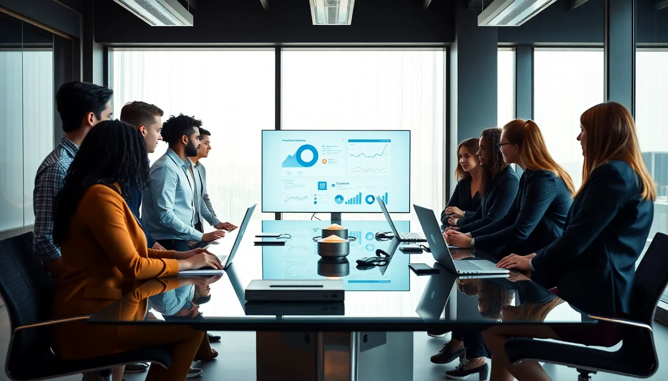 diverse team collaborating in a bright modern office.