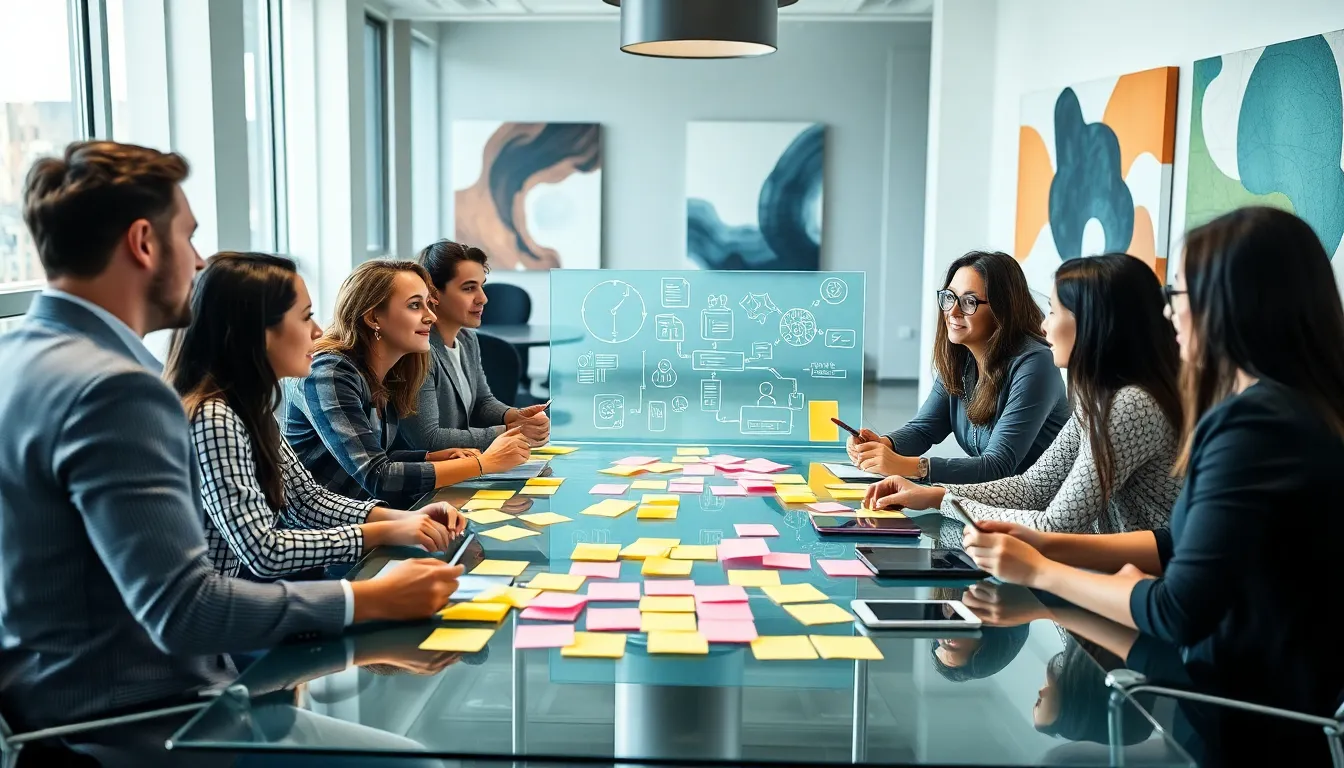 diverse team collaborating in a creative brainstorming session.