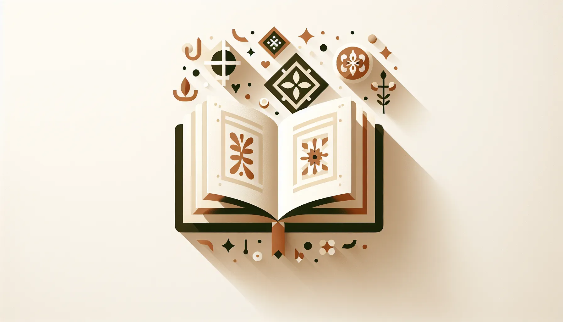 Open book with Croatian folk pattern elements in minimalist style