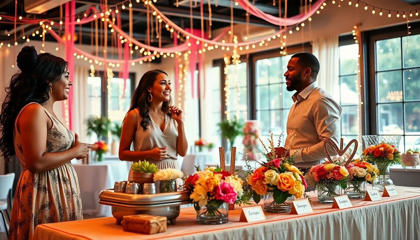 diverse group at a creatively decorated thrifty event.