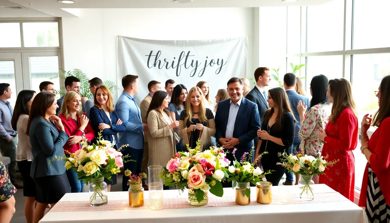 Diverse guests enjoying a budget-friendly, beautifully decorated event.