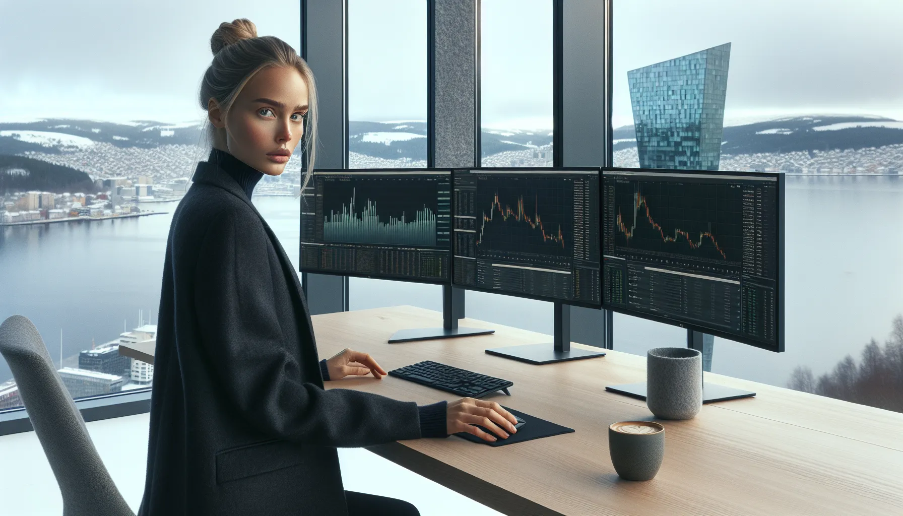 Norwegian blockchain professional reviewing tokenization, KYC/AML, and MiCA dashboards.