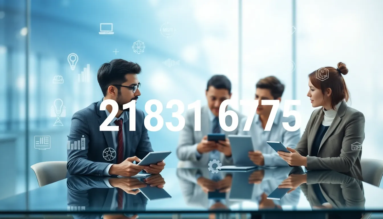 Business professionals discussing the significance of a numerical identifier.