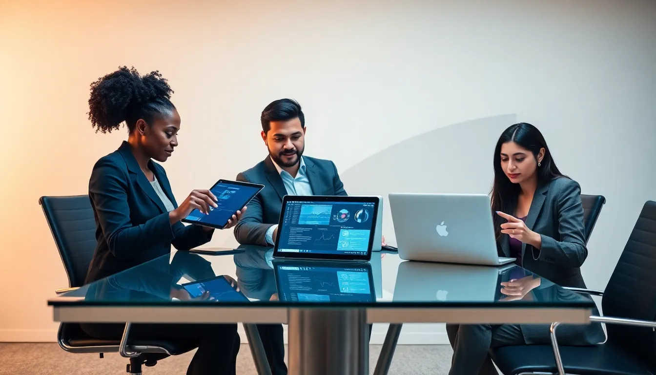 diverse team collaborating in a modern office setting.
