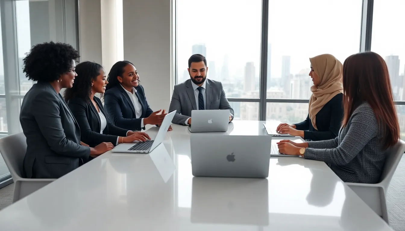 diverse professionals discussing unfiltered news in a modern office.