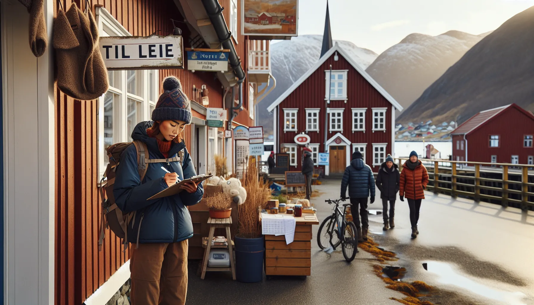 De beste måtene å tjene penger på i små norske byer 2 Entrepreneur surveys small norwegian town center, noting empty storefronts and opportunities.