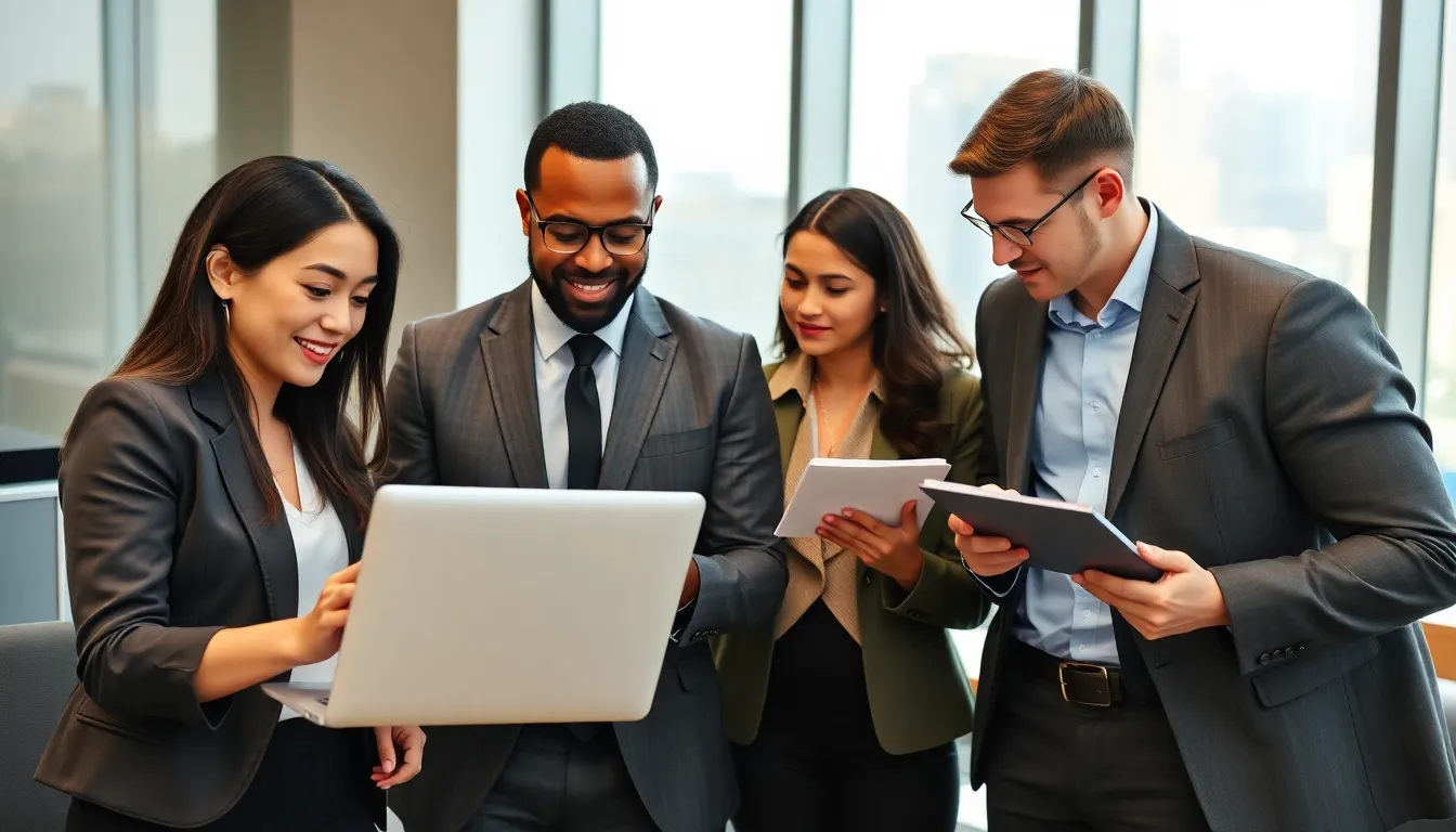 diverse professionals discussing a letter of motivation in an office.