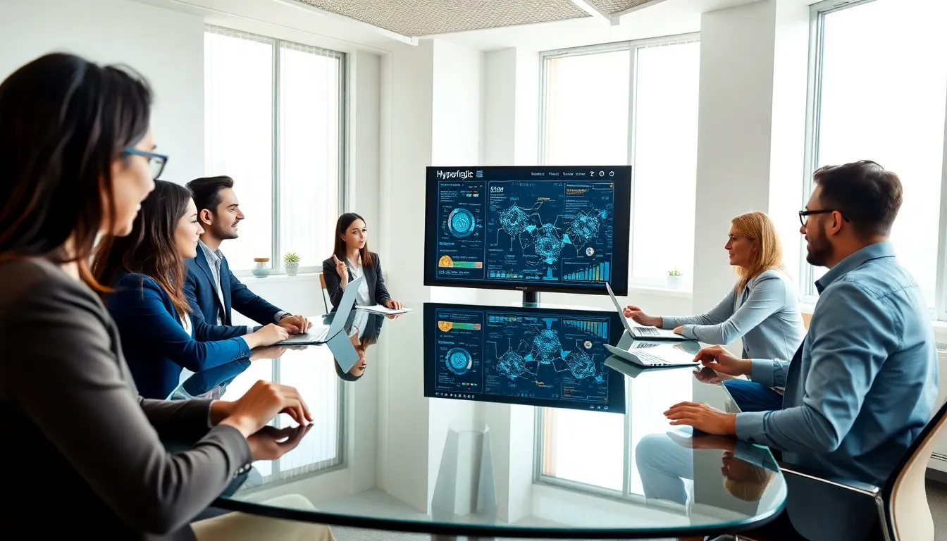 diverse team collaborating in a modern office on digital interactions.