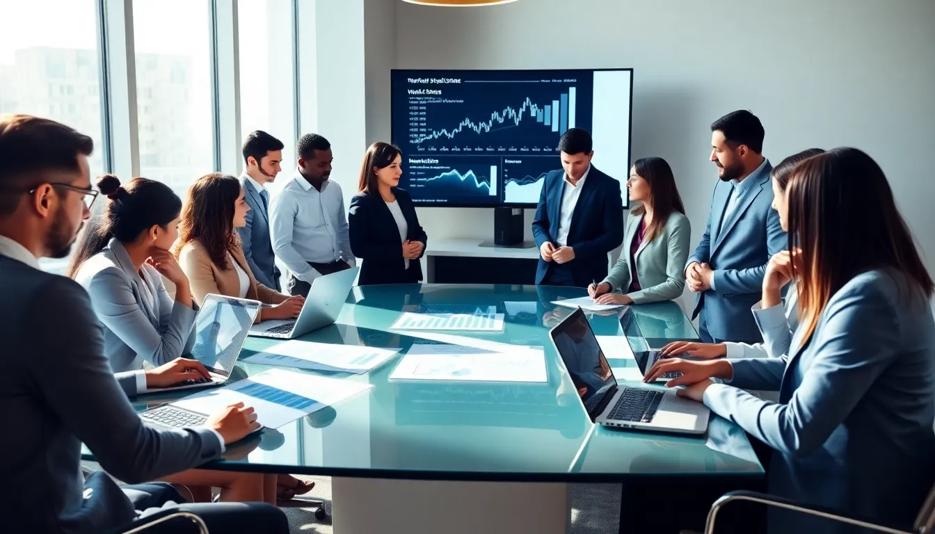 diverse real estate agents collaborating in a modern office.
