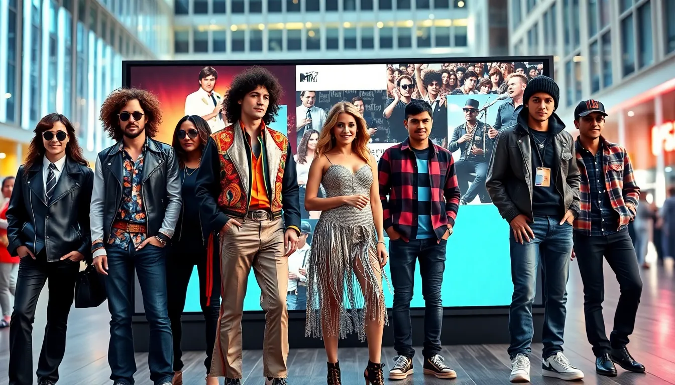 collage showcasing the evolution of American pop culture through the decades.