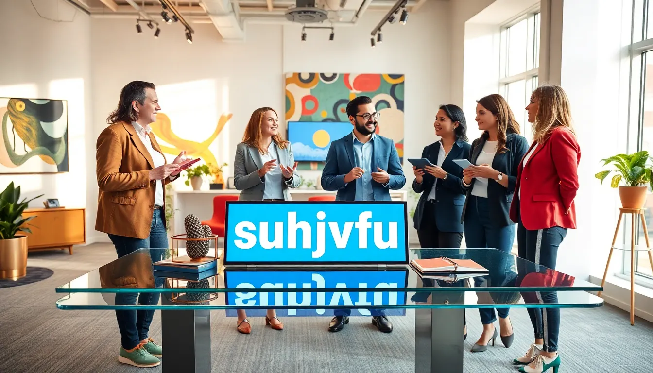 diverse professionals discussing creativity in a modern workspace.
